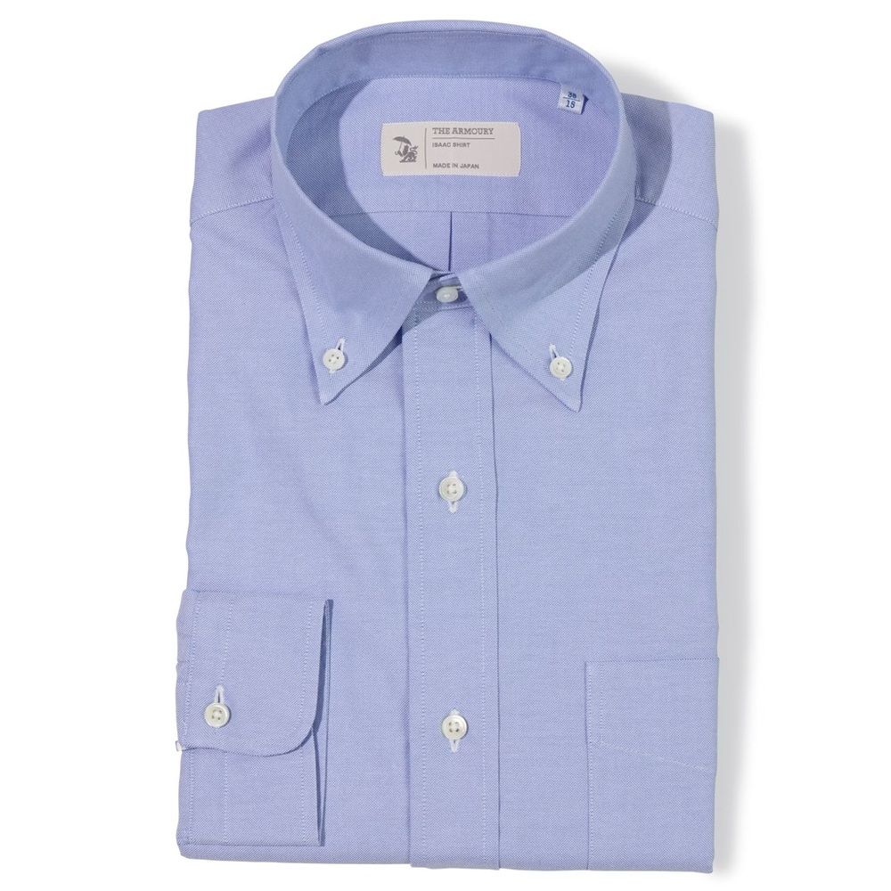 Classic Blue Dress Shirt with Button-Down Collar